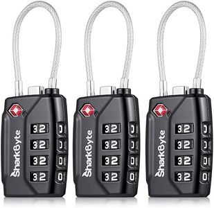 SharkByte TSA Lot de 3 cadenas à combinaison de sécurité à 4 cadrans en fil de câble flexible pour valises, valises, sacs de voyage, casiers de gym, petits cadenas à code