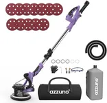 Drywall Sander with Vacuum Dust Collector, AZZUNO 12A Popcorn Ceiling Removal Tool, Electric Drywall Tools with 5 Variable Speeds (800-1900RPM), 12pcs Sanding Discs (Purple)