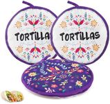 Lyellfe 3 Pack Tortilla Warmer Pouch, 12 Inch Insulated Cloth Taco Warmer Holder for Corn Flour Tortillas, Taco Tuesday Night, Halloween Party, Microwave Oven Freezer Safe