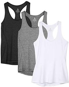 icyzone Workout Tank Tops for Women - Racerback Athletic Yoga Tops, Running Exercise Gym Shirts(Pack of 3) (Black/Gray/White, Large)