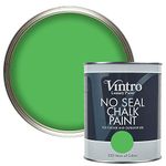 Vintro | No Seal Chalk Paint | Green | Interior & Exterior Use | Furniture | Walls | Wood | Metal | 1 Litre (Rainforest)