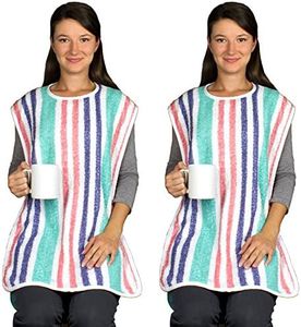 Careoutfit Adult Bib with Velcro Closure - Long Length - 2 Pack
