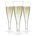 24 Plastic Champagne Flutes Disposable | Clear Plastic Champagne Glasses for Parties | Clear Plastic Cups | Plastic Toasting Glasses | Mimosa Glasses | New Years Eve Party Supplies 2023