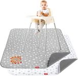 Splat Mat 2 Pack ，Anti Slip and Waterproof Splat Mat for Under High Chair, Baby Playtime Splat Mat for Art and Crafts, Portable Picnic Mat and Floor Protector for Baby Grey & White Star