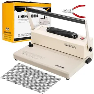 POWLAB Spiral Coil Binding Machine with Electric Inserter - 15 Sheet Punch Capacity for LTR/A4/A5 - Includes Crimper&100pcs 5/16'' Plastic Coils - Ideal for Home, School, Business Use