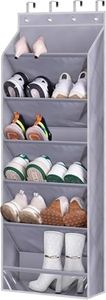 KEETDY Over The Door Shoe Organizer Fit Big Shoes Large Shoe Rack for Door Hanging Shoe Organizer for Closet Door Storage Boots, Grey