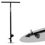 KRUFE Heavy Duty Post Hole Hand Auger (Single Blade, Black) - Durable, Efficient, and Ergonomic Tool for Digging Holes for Fencing, Planting Trees, and More - Perfect for Gardening and Landscaping