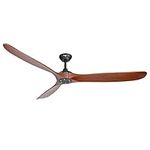 reiga 178cm Large Walnut Ceiling Fan with Remote Control, WIFI/Alexa/Google Home, Solid Wood Blades with Reversible Motor Fan for Living Room & Covered Outdoor, Patios and Porch