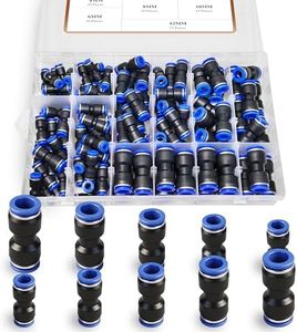 nailnest 110PCS Quick Connect Air Hose Fittings, 5-Size 4/6/8/10/12mm Straight Push to Connect Fittings Kit, Air Line Fittings Push to Connect Fitting for Tube