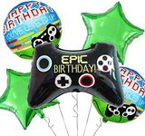 OMG Party Factory - Video Game On Balloons Birthday Decorations for Gamers | Party Supplies for Boys Gaming Theme | Level Up Your Decor | Mylar Foil Balloon Set for Kids