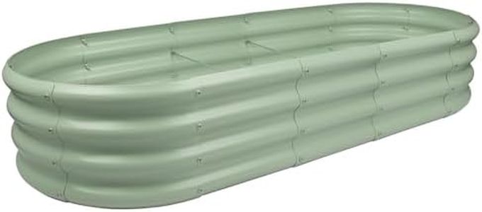 Harbour Housewares Rounded Raised Garden Bed - 180cm x 90cm - Green - Galvanised Steel Planter Box for Growing Outdoor Plants, Vegetables, Flowers and Herbs