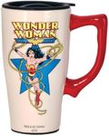 Spoontiques - Ceramic Travel Mugs - Wonder Woman Cup - Hot or Cold Beverages - Gift for Coffee Lovers