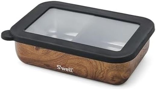 S'well Stainless Steel Bento Box, Teakwood, Fits One Large Entree Or Small Entree And Snack, Includes Removable Divider, Leakproof, Easy to Clean, Dishwasher Safe