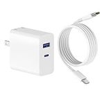 MacBook Charger USB C, MacBook Air Charger 13/12inch 2017 2020, MacBook Pro Charger 13inch 2017 2018 2019; 30W USB C Charger for i-Pad Pro Air, for Google Pixel 8/7/6/5/4/3. Type C Charger with Cable