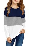 storeofbaby Pullover Shirts for Girls Kids Loose Fit Sweatshirts Color Block Tops