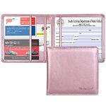 Wisdompro Car Registration and Insurance Documents Holder - Premium PU Leather Vehicle Glove Box Paperwork Wallet Case Organizer for ID, Driver's License, Key Contact Information Cards - Rose Gold