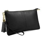 YALUXE Women's Real Leather Wristlet Handbags Purse Cell Phone Clutch Wallet Small Crossbody Bag with Tassel