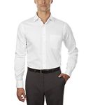 Van Heusen Men's Dress Shirts Fitted Lux Sateen Stretch Solid Spread Collar, White, 17" Neck 32"-33" Sleeve