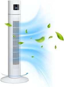 YOPOWER Tower Fan Portable Floor Fan Electric Cooling Fans with 3 Speed, 12H Timer, 70° Oscillating, LED Digital Display for Bedroom Home Office, White