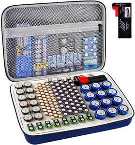 GWCASE Battery Organizer Storage Holder, Batteries Storage Containers Box with Battery Tester Checker Fits for AA AAA 9V C D Lithium 3V LR44 CR2016 CR1632 CR2032 CR2025 (Case Not Includes Batteries)