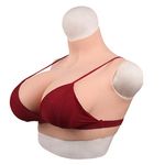 XSWL Silicone Breast Forms Fake Breastplates for Crossdresser Transgender Drag Queen Elastic Cotton Filler Bra Enhancer,color`1`Ivory,E