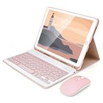 SOPPY Keyboard Case for iPad with Mouse, Bluetooth Keyboard for iPad 10.2 9th Gen./8th Gen./7th Gen, iPad Air 3, iPad Pro 10.5 2017, Detachable Keyboard, Built-in Pen Holder - Pink