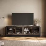 BELLEZE 70" TV Stand for TVs up to 75", Modern TV Cabinet & Entertainment Center with Shelves, Wood Storage Cabinet for Living Room or Bedroom - Brixston (Brown)