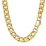 PROSTEEL Mens Cuban Chain Necklace, Curb Link Chains Silver/Gold Plated, 4mm/6mm/9mm/13mm Width, 18"-30" Inches, Hip Hop Jewellery -Send Gift Box