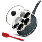 Egg Poacher Pan & Poached Egg Maker, Granite Egg Poacher with 6 Cups - Egg Pan - 10 Inch Frying Pan Nonstick Omelette Pan