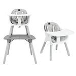 Maxmass Baby Highchair, Convertible Infant High Chair with 5-Point Harness and 2-Positions Adjustable & Removable Tray, Baby Dining Chair for 6-36 Months Babies & Toddlers (Grey)