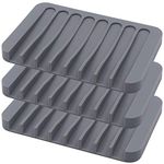 Top-spring 3Pack Silicone Soap Dish Tray Saver Holder Drainer Shower Waterfall for Bathroom/Kitchen, Keep Bars Dry Easy Cleaning (Grey)