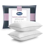 Silentnight Luxury Hotel Collection Piped Pillows 2 Pack - Hotel Quality Stylish Pillow Soft Medium Support Back & Side Sleepers Filled with Finest Fibres - Hypoallergenic Machine Washable - Pack of 2