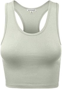 Women's Premium Cotton Racerback Lingerie Camisole Tank Basic Crop Tops, 001-light Sage-1, Small
