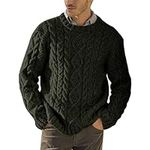 Men's Cable Jumper Round Neck Ribbe