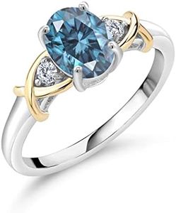 10K Yellow Gold and 925 Silver Gemstone Birthstone and Lab Grown Diamond Engagement Ring For Women | Oval 8X6MM and Round 2MM | Two-Tone Intertwined Crossover Wedding Anniversary Promise Ring