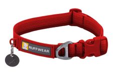 RUFFWEAR Front Range Collar, Small Dog Collar with Aluminium V-Ring, Adjustable Length Pet Dog Collar, Comfortable Soft Fabric, Animal Collar with Dog Lead Attachment Ring, 28-36cm, Red Canyon