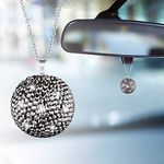 WINKA Car Decor Crystal Ball, Car Rear View Mirror Decoration, Rhinestone Hanging Ornament for Car Home Decor, Car Charm Decoration, Bling Car Accessories Silver