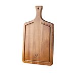 Bill.F Acacia Wood Cutting Board, Wood Kitchen Chopping Board with Special Sinks, Wood Paddle Cutting Boards, Professional Grade Wooden Cutting Board with Grip Handle（23x39x2.5cm）