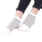 kuou 4 Pairs Women's Toe Socks, Women's Five Finger Socks Cotton Running Short Socks Mini Crew Socks