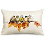 RABUSOFA Fall Decor Pillow Covers 12x20 Bird Autumn Decorations for Home Outdoor Thanksgiving Decor Maple Leaf Decorative Lumbar Throw Cushion Covers Farmhouse for Couch Sofa