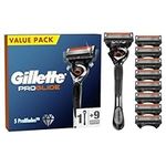 Gillette ProGlide Men's Razor with Flexball Technology + 9 Razor Blade Refills with Precision Trimmer, 5 Anti-Friction Blades