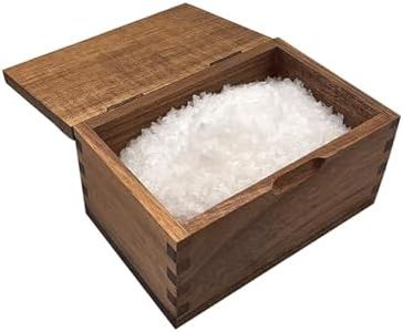Itomoyo Salt Cellar Acacia Wood Storage Box with Flip Lid, 20 oz Capacity Natural 5.625 x 3.625 x 3