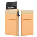 YESIIW Slim Wallet for Men - Minimalist Mens Wallet Pop up Card Holder with RFID Blocking and Money Pocket Wallets Stealth Wallet Gifts for Men Dad Husband Boyfriend, Rose Gold, Modern & Minimalist &