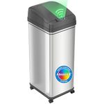 iTouchless Glide 49 Liter /13G Sensor Garbage Can with Wheels and Odor Control System, Automatic Kitchen Bin and Office Garbage Can (Powered by Battery Or Optional AC Adapter), DZT13M