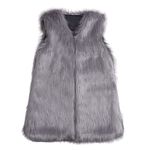 Faux Fur Vest for Women Winter Thick Warm Outdoor Sleeveless Furry Jackets Lightweight Casual Fluffy Waistcoat Outwear, B# Grey, Small