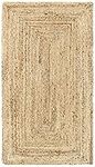 HAMID Rug Jute Alhambra Natural Colour, Jute Rug, Area Rug 100% Jute Fibre Hand Wovem, Braided Rug for Home, Living Room, Floor Carpet..(110x60cm)