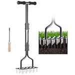 Bekuya Lawn Aerator Spike with 15 Tine Spikes, Manual Dethatching Soil Aerating Lawn for Yard Lawn Care and Lawns Loosening Soils