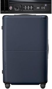 July Checked Plus with CaseSafe - 28.75" Trackable TSA Lock Airline Approved Check In Luggage with Wheels, Rolling Suitcase for Men & Women - Silent Spinner Wheels, Y-Strap - Navy