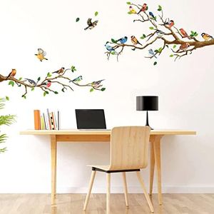 4 Piezas Pegatinas de Pared de Pájaros En Ramas, Pegatinas de Pared Aves, Rama Árbol Vinilos Decorativos, Pegatinas de Pared Aves Rama, para Dormitorio, Sala de estar, Guardería, Decoración de Pared
