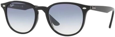 Ray-Ban RB4259F Low Bridge Fit Round Sunglasses, Black/Clear Gradient Light Blue, 53 mm